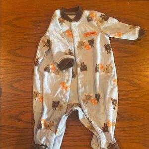 Carter's Light Blue and Brown Animal Footie